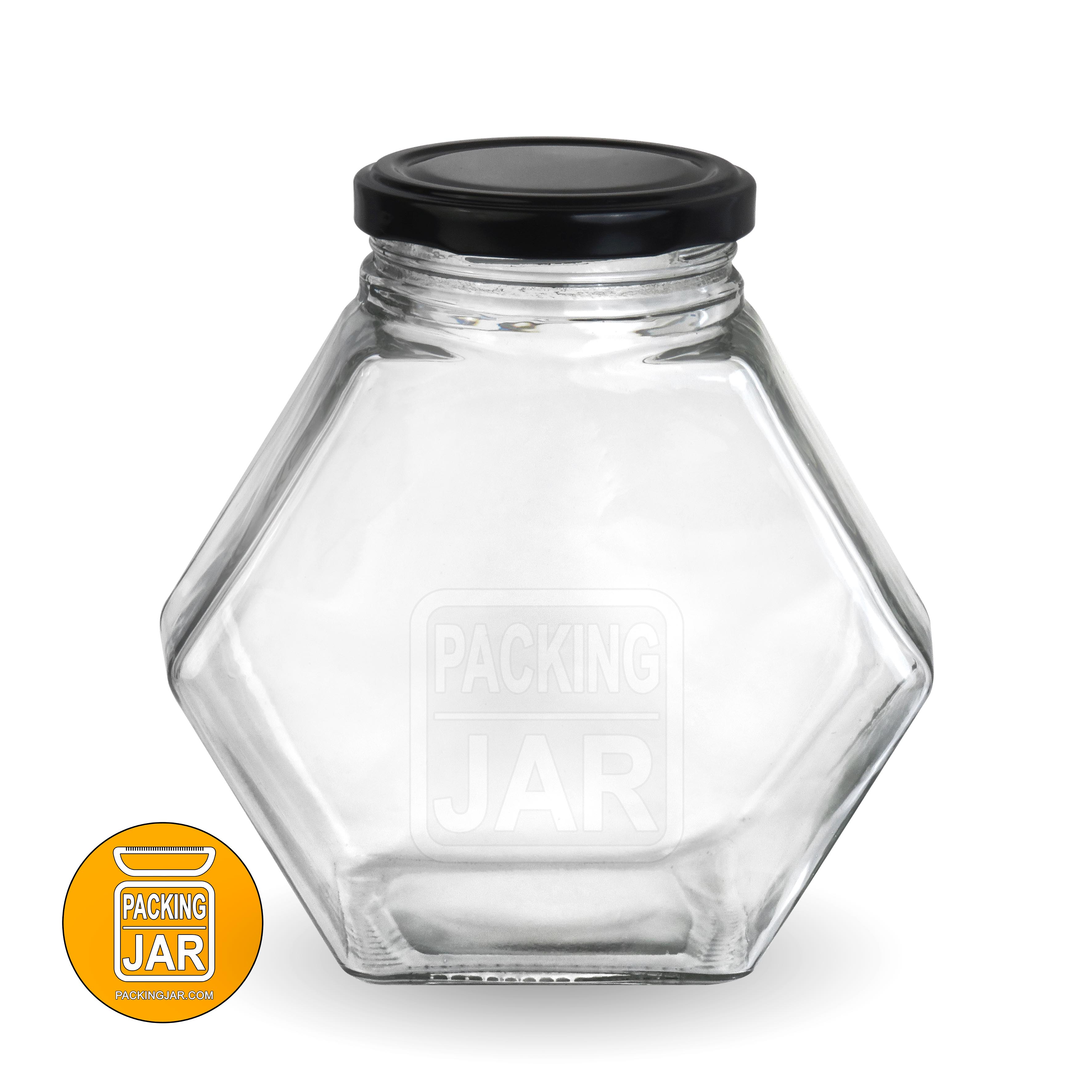 جار شیشه ای شش گوش کتابی سایز 1