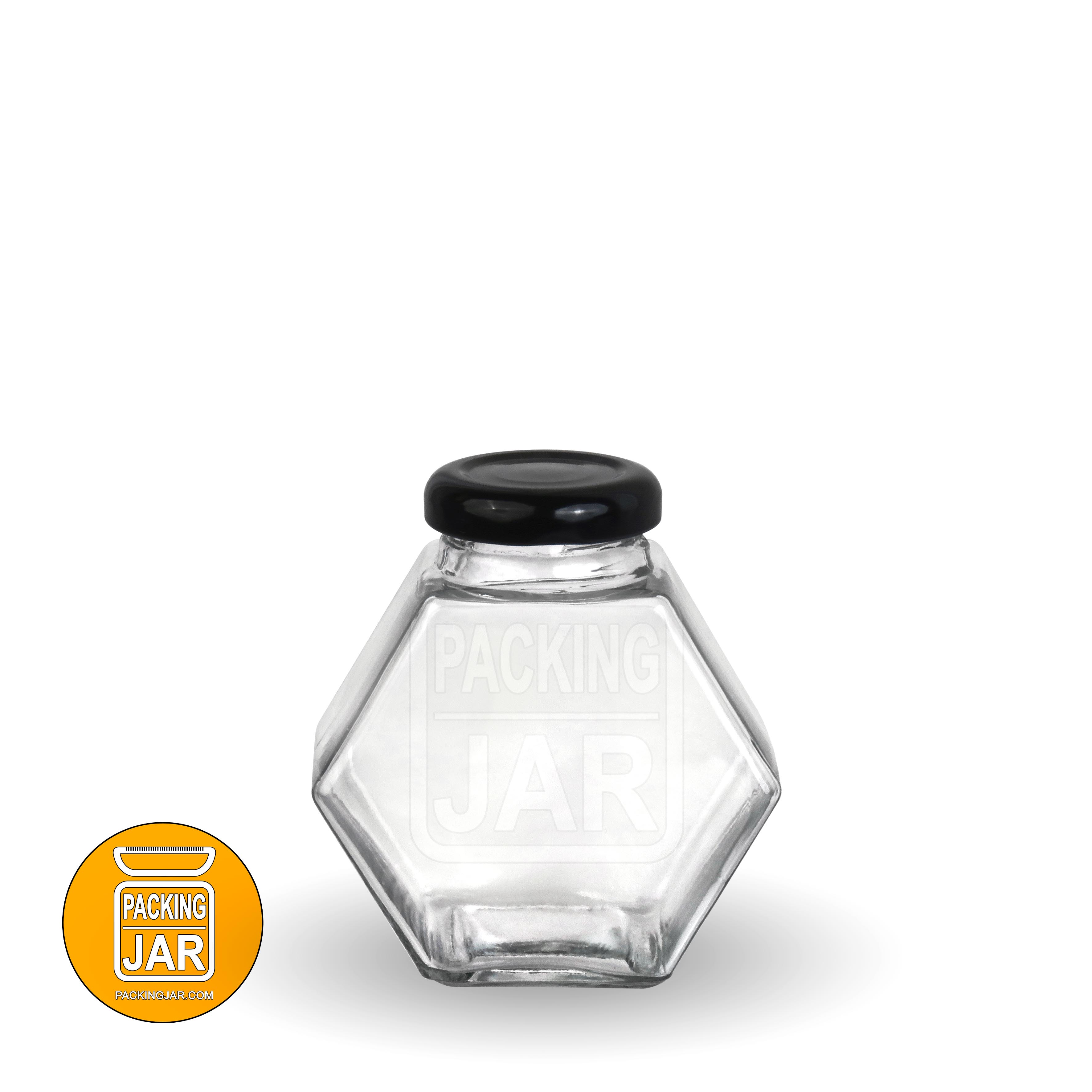 جار شیشه ای شش گوش کتابی سایز 3