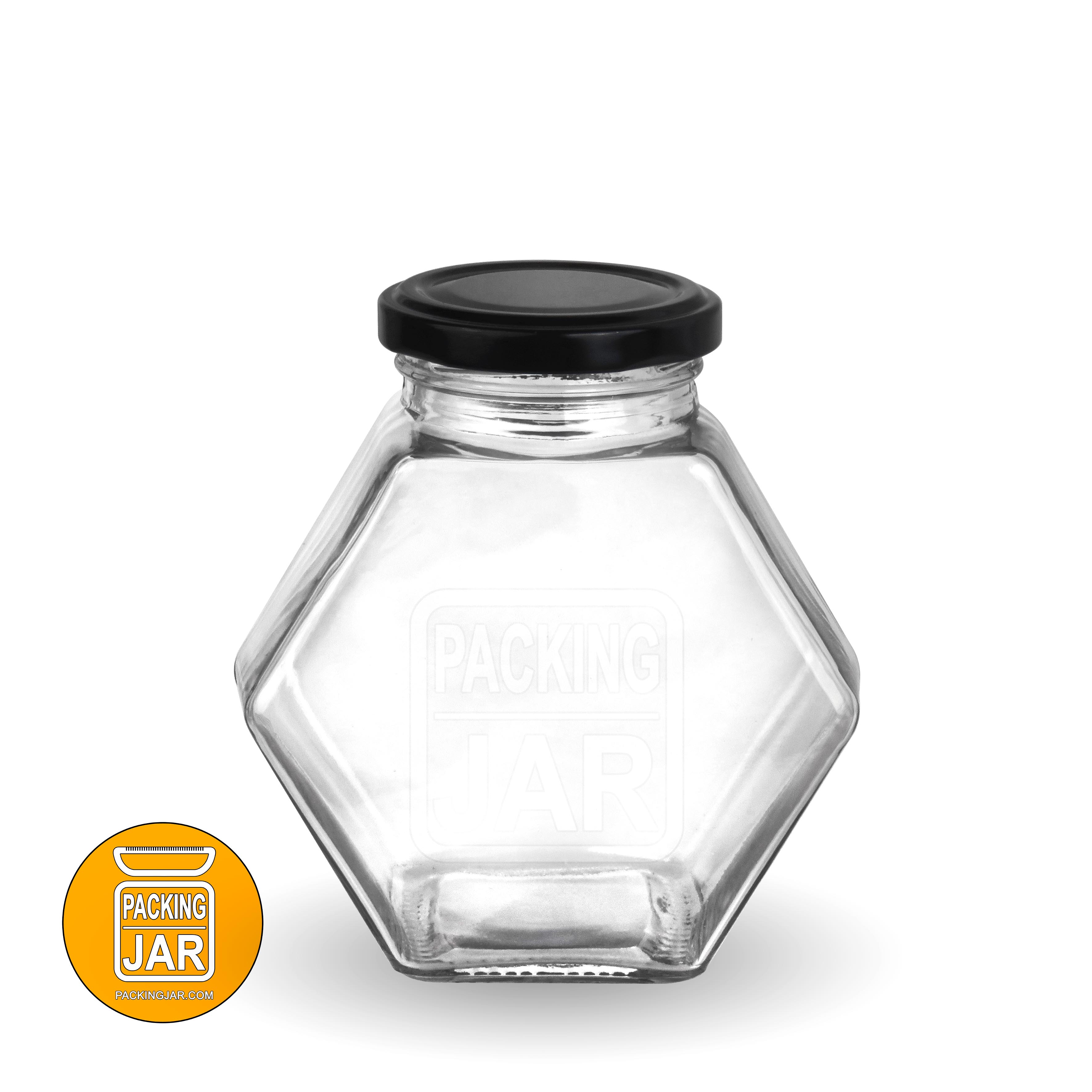 جار شیشه ای شش گوش کتابی سایز 2