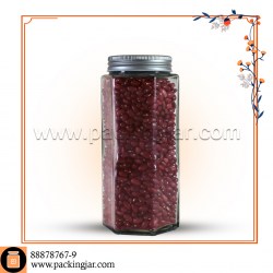 جار شیشه ای شش ضلعی درب کانتینری سایز 2