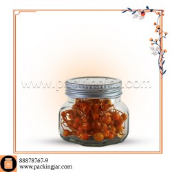 جار شیشه ای چهارگوش کتیبه درب کانتینری سایز 5