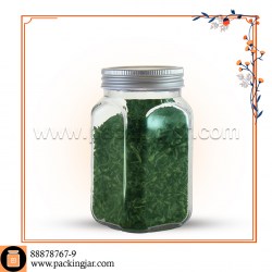 جار شیشه ای چهارگوش کتیبه درب کانتینری سایز 3