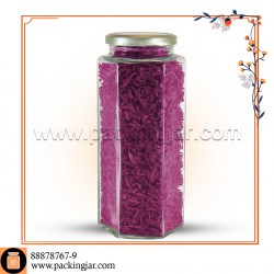 جار شیشه ای  شش ضلعی سایز 1
