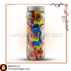 جار شیشه ای استوانه ای کانتینری آرم دار درب 68سایز 1