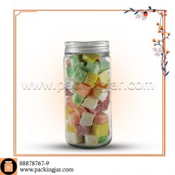 جار شیشه ای استوانه ای کانتینری آرم دار درب 68سایز 2