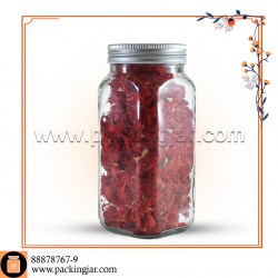 جار شیشه ای چهارگوش کتیبه درب کانتینری سایز 2