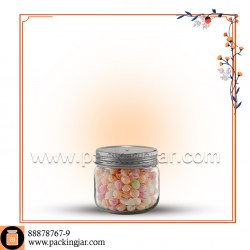 جار شیشه ای استوانه ای کانتینری آرم دار درب 68سایز 4