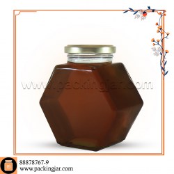 جار شیشه ای شش گوش کتابی سایز 2